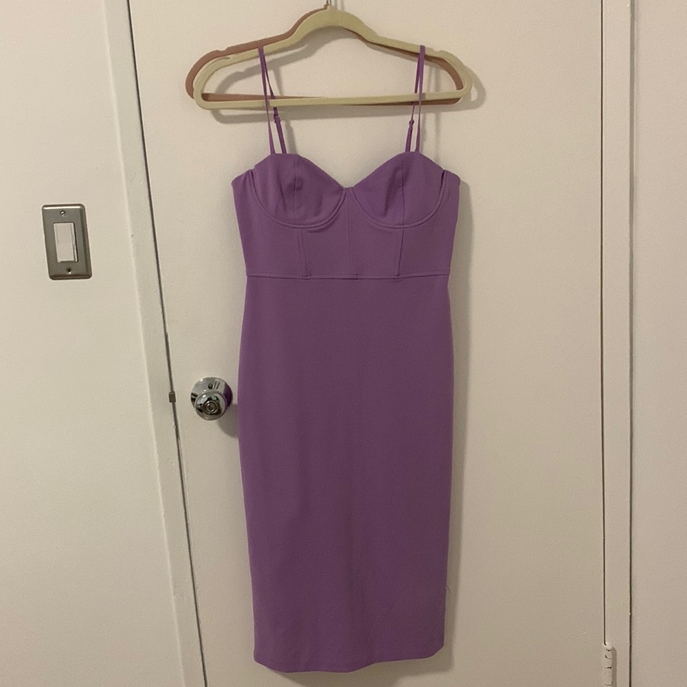 Zara Corset Style Lavender Light Purple Midi Bustier Dress